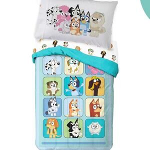 NEW Sunny Side Up Bluey & Friends Bingo 4 Piece Toddler Comforter Bedding Set